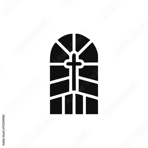 window Church icon, Christian church cross icon. Religious or vintage symbol.
