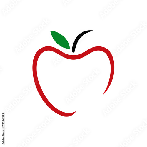 Apple Fruit Swoosh Logo. Apple icon vector isolated illustration. Apple fruit with leaf flat vector icon for food apps and websites