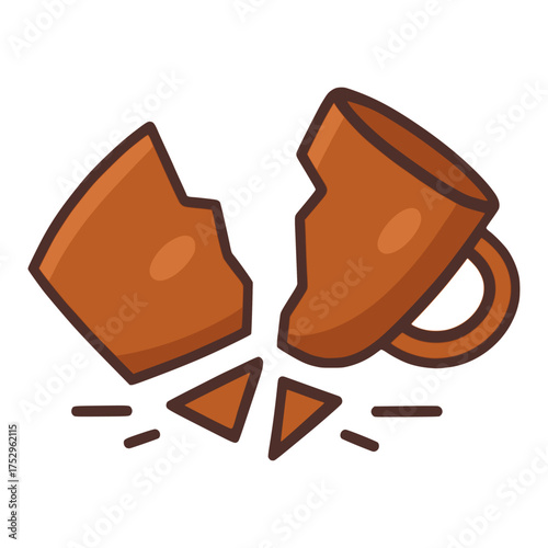 broken coffee mug flat color vector illustration template design