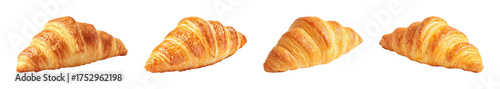 Golden Baked Croissants, Freshly Made, Perfect for Breakfast or Pastry Delight, PNG set with transparent background