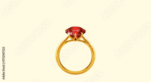 A stunning radiant cut ruby gemstone engagement ring with a delicate gold band.