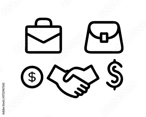Business deal icons, showcasing agreement and finance