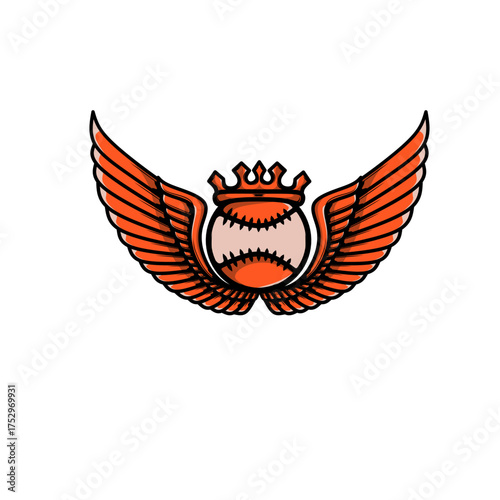 baseball with crown and wings
