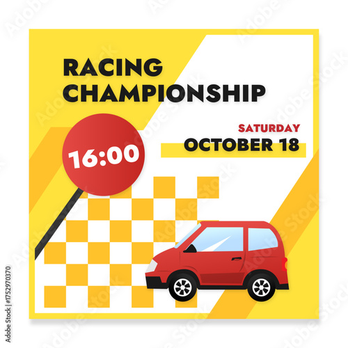 Yellow vector sport event banner racing championship with text for race information