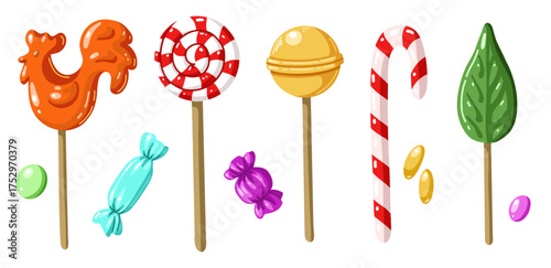 Christmas sweets and candies vector collection