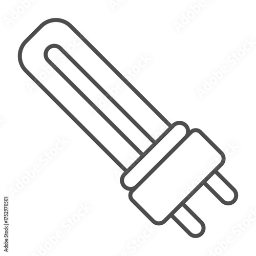 Fluorescent light bulb thin line icon, eco lamp concept. Vector graphics. Mini lamp sign on white background, outline style icon for mobile or web design.