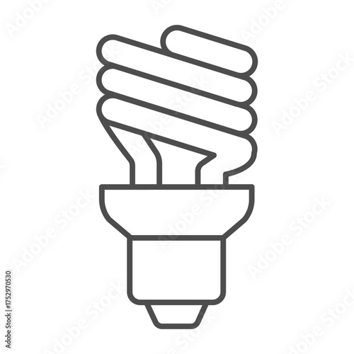 Fluorescent lightbulb thin line icon, eco lamp concept. Vector graphics. Lamp sign on white background, outline style icon for mobile or web design.