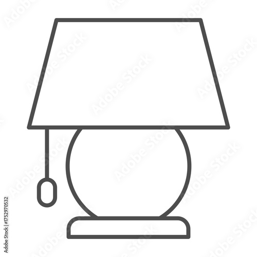 Nightstand lamp thin line icon, interior lamp concept. Vector graphics. Lamp sign on white background, outline style icon for mobile or web design.