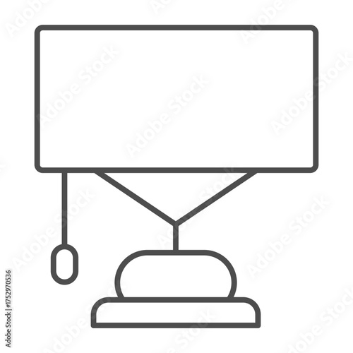 Nightstand lamp thin line icon, interior lamp concept. Vector graphics. Lamp sign on white background, outline style icon for mobile or web design.