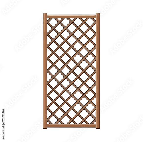 Decorative Wooden Garden Trellis Panel Illustration, Featuring a Classic Diagonal Lattice Design for Supporting Climbing Plants and Enhancing Outdoor Spaces