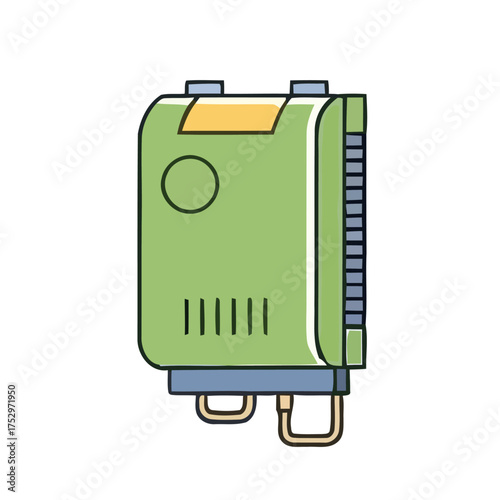 Green Water Heater Illustration Modern Appliance for Home or Business Use in Vector Format