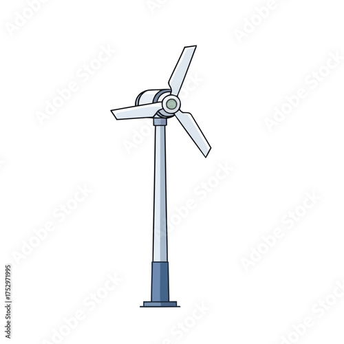 Vector illustration of a wind turbine generating clean, renewable energy for a sustainable future. Isolated on a white background