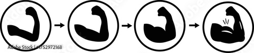 Muscle Strength Growth Progress Icon Set
