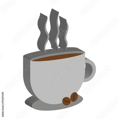 Coffee cup beverage. Hot drink steam. Morning caffeine mug. Vector illustration element.