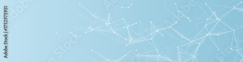 Abstract tech network connection dots. Digital background and big data technology. Blue background with plexus lines. Geometric background with abstract mesh