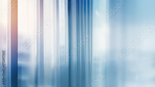 Abstract depiction of blurred glass reflections in a modern urban environment with soft lighting