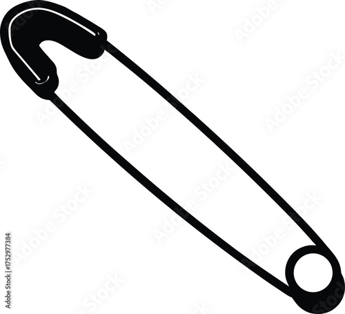  silver safety pin open and casting small shadow o.eps