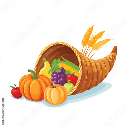 Autumn bounty overflowing from a woven container