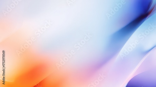 Abstract soft gradient background with smooth transitions of blue, orange, and white hues for creative design