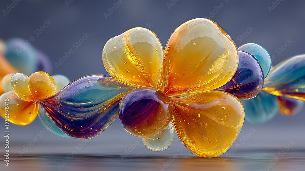 Obraz Abstract Flower or Butterfly Shape Made of Translucent Liquid Glass