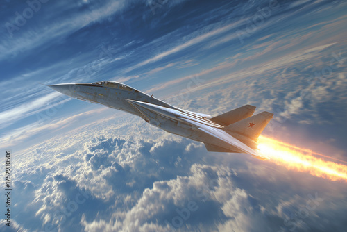 jet fighter afterburner in flight