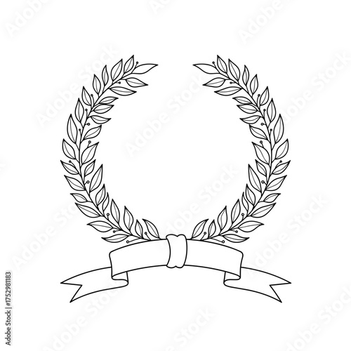 Laurel wreath illustration with ribbon for award or recognition  