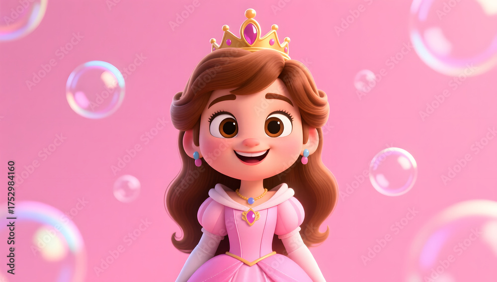 Fototapeta premium Cute princess dreamy character illustration