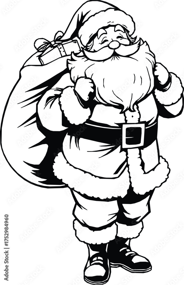 Fototapeta premium Hand Drawn Santa Claus Holiday Illustration 