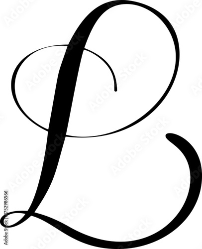 Vector calligraphy hand drawn letter L icon logo. Script brush Handwritten style font