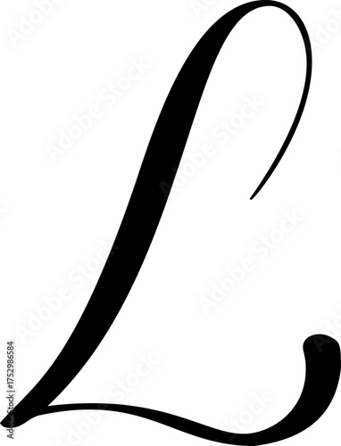 Calligraphic vector hand drawn letter L forming ornate monogram with decorative design and flourish elegant scroll
