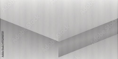 Abstract art geometric background with vertical lines. Optical illusion with waves and transition.