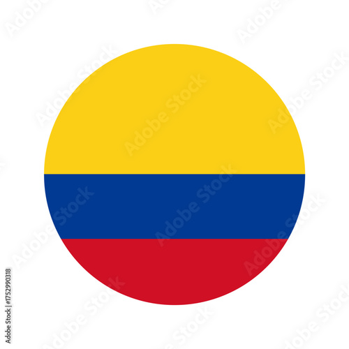 National flag of Colombia. Colombian flag shaped as circle. Vector Illustration.	