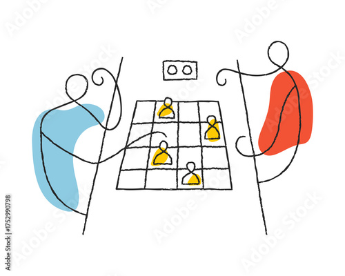 Chess game stylised hand drawn vector illustration
