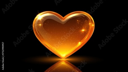 Golden Heart on Black Background - A Symbol of Love and Warmth.