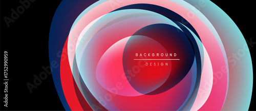 Abstract layers create vibrant circular design. Colors blend, forming dynamic visual effect. Modern, sleek presentation.