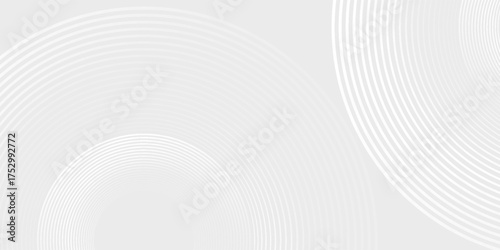 Abstract gray background with glowing white lines circles. Vector Illustration