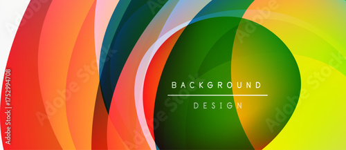 Abstract colorful layers create dynamic visual flow. Bright hues blend, forming modern background design. Smooth curves suggest movement, energy.