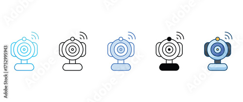 Webcam icon set multiple style collection
