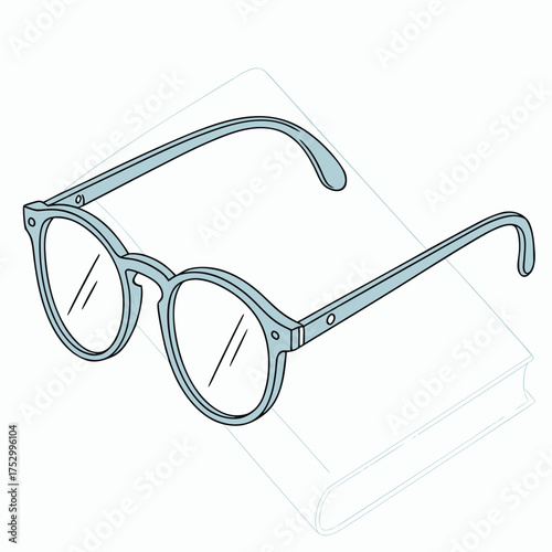 Visionary Insights: A pair of eyeglasses rests thoughtfully atop a book, hinting at a world of stories and focused vision, inviting viewers to explore the world through the lens of knowledge.