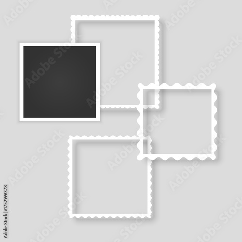 Collection of vintage photo frames. Old photo frame with transparent shadow.  Frames for your photos. Vector illustration