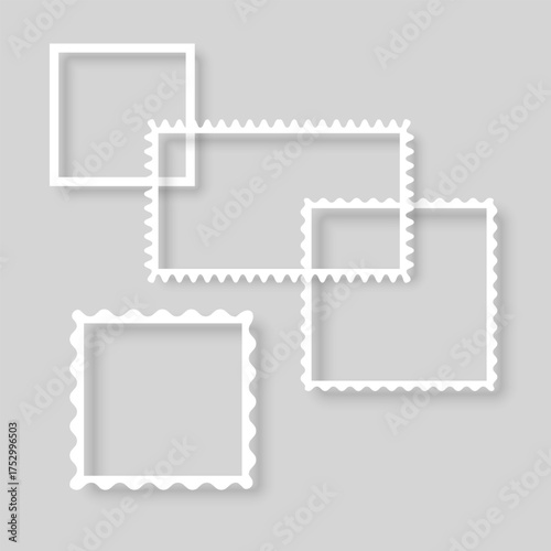 Collection of vintage photo frames. Old photo frame with transparent shadow.  Frames for your photos. Vector illustration