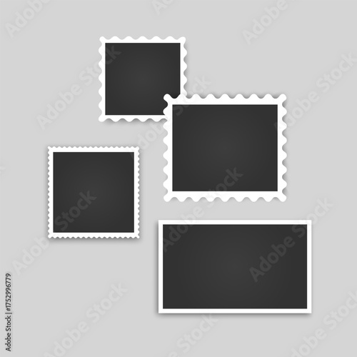 Collection of vintage photo frames. Old photo frame with transparent shadow.  Frames for your photos. Vector illustration