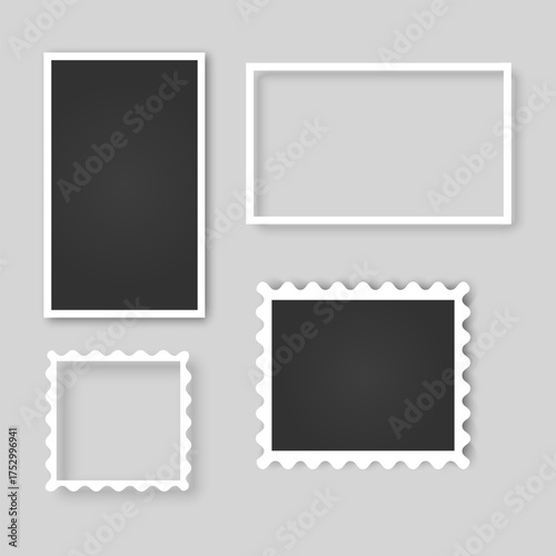 Collection of vintage photo frames. Old photo frame with transparent shadow.  Frames for your photos. Vector illustration