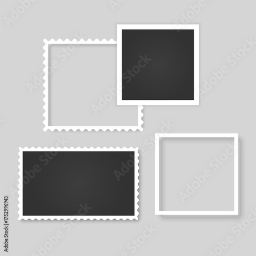 Collection of vintage photo frames. Old photo frame with transparent shadow.  Frames for your photos. Vector illustration