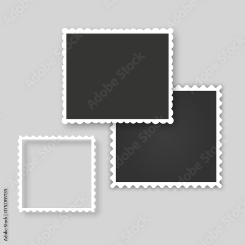 Collection of vintage photo frames. Old photo frame with transparent shadow.  Frames for your photos. Vector illustration