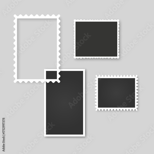 Collection of vintage photo frames. Old photo frame with transparent shadow.  Frames for your photos. Vector illustration