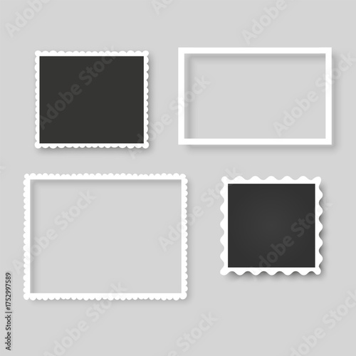 Collection of vintage photo frames. Old photo frame with transparent shadow.  Frames for your photos. Vector illustration
