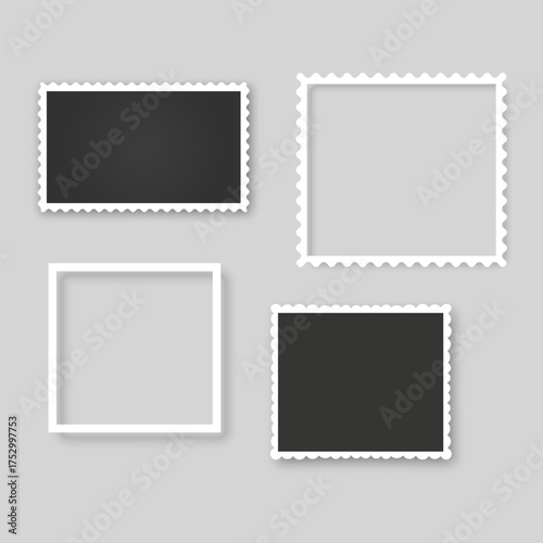 Collection of vintage photo frames. Old photo frame with transparent shadow.  Frames for your photos. Vector illustration