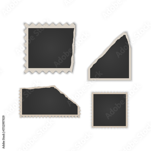 Collection of vintage photo frames. Old photo frame with transparent shadow.  Frames for your photos. Vector illustration