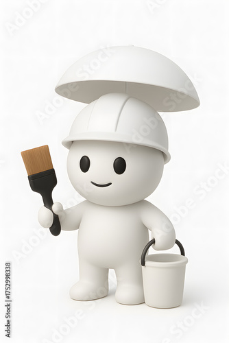 Wallpaper Mural Cute 3D Cartoon Painter Character With Paint Brush And Bucket For Home Improvement Torontodigital.ca